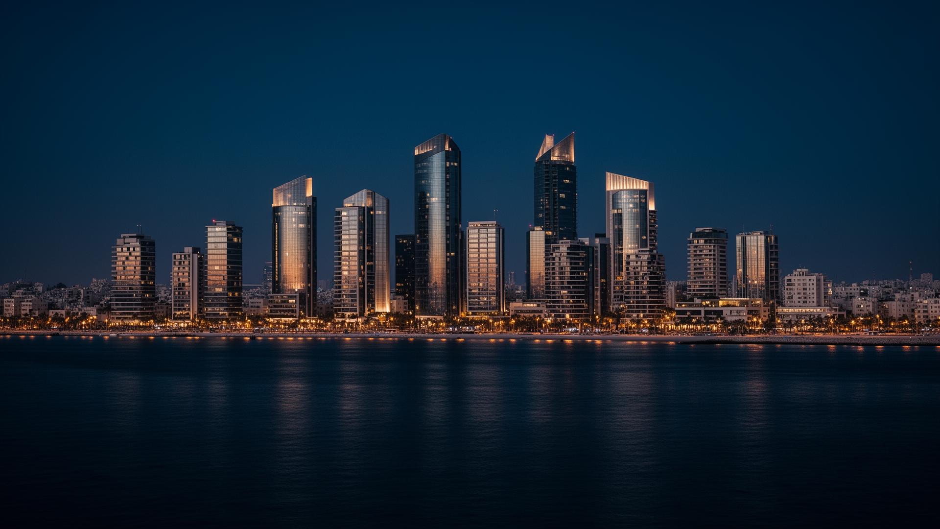 Skyline de Tel Aviv à l'heure bleue